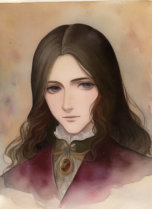 a painting of a handsome guy with long hair, anime character portrait art, pre-raphaelite style