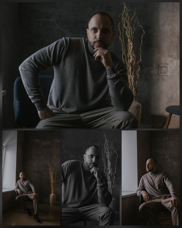 портрет парня в водолазке