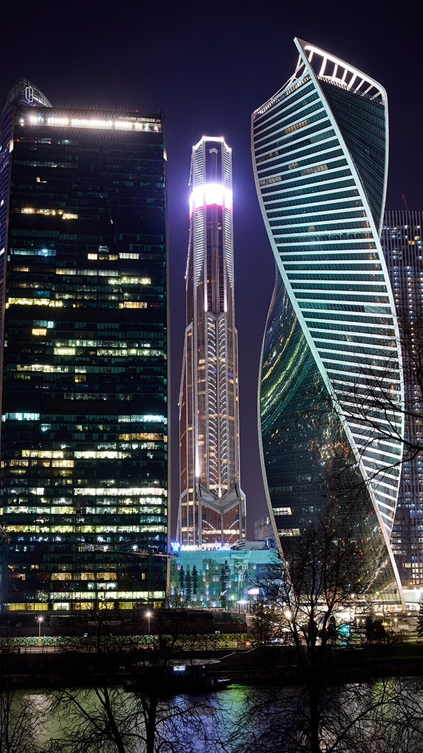 Городской пейзаж, архитектура Москвы, ночь