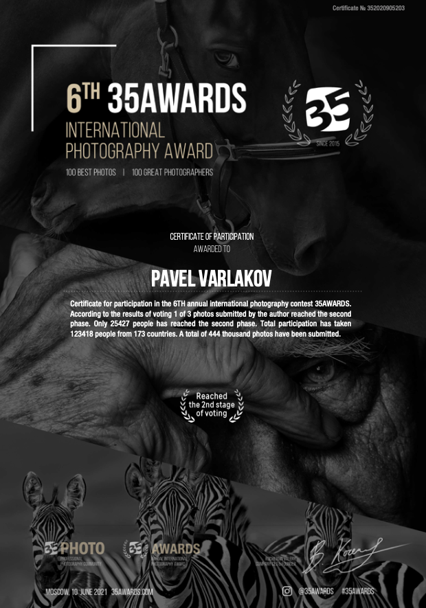 Awards. Photographer Pavel Varlakov