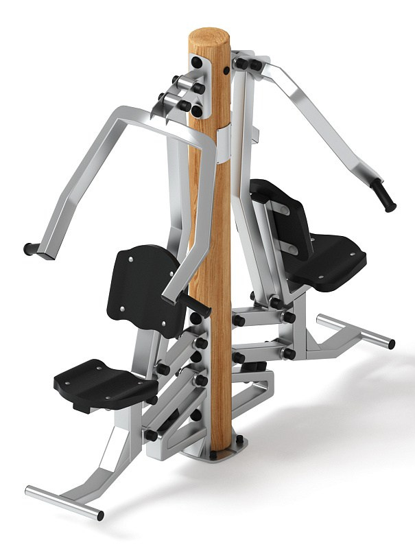 Тренажер жим от груди двойной (лиственница) СТ 030-Л.И3 Габариты (ШхДхВ): 1870х910х1760 Зона безопасности, мм: 3390х2000 Оборудование предназначено для подростков в возрасте от 14 лет и взрослых, весом не более 100 кг.