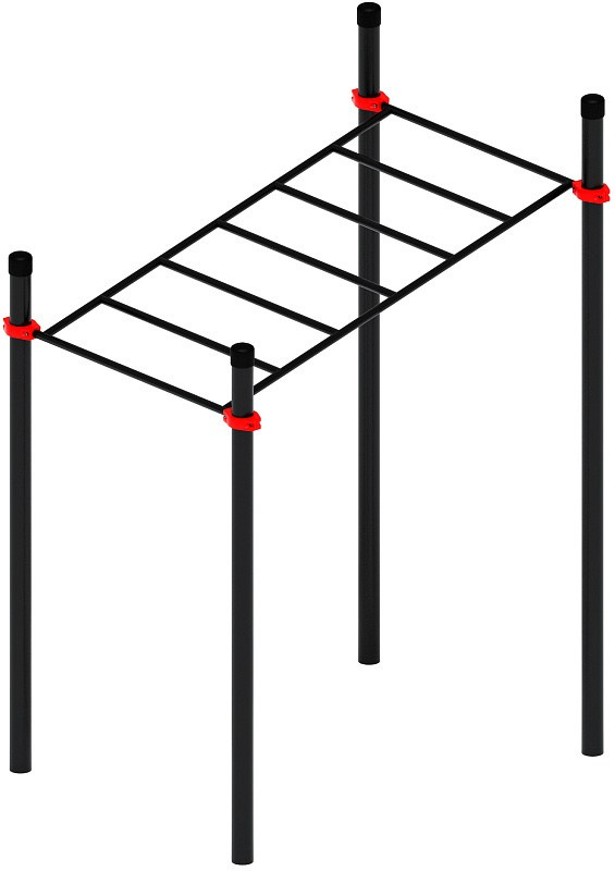 Воркаут ЛОВ 108 красный ВТ 102.07-01 Габариты (ШхДхВ):1990х1520х2600 Зона безопасности, мм:4990х4520