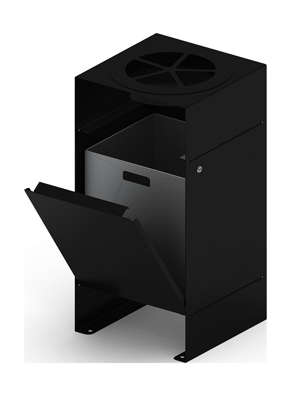 Урна парковая с пепельницей (черная) - МФ 50.02.05-01 (под анкера) Габариты (ШхДхВ): 410х410х825 мм 
