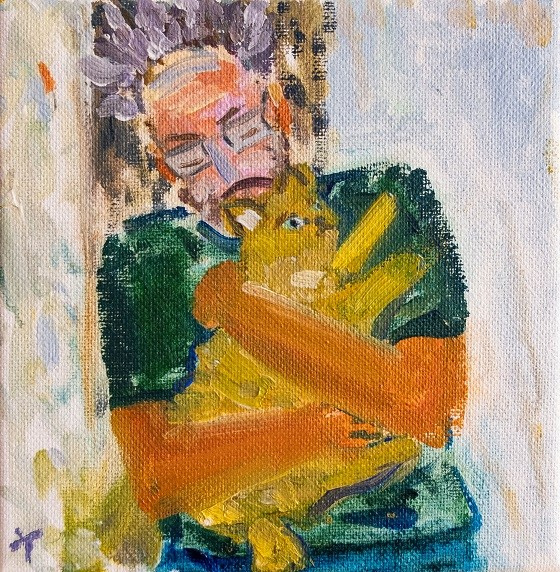 Этюд. Кася любимая, холст, акрил, 20х20, 2024.