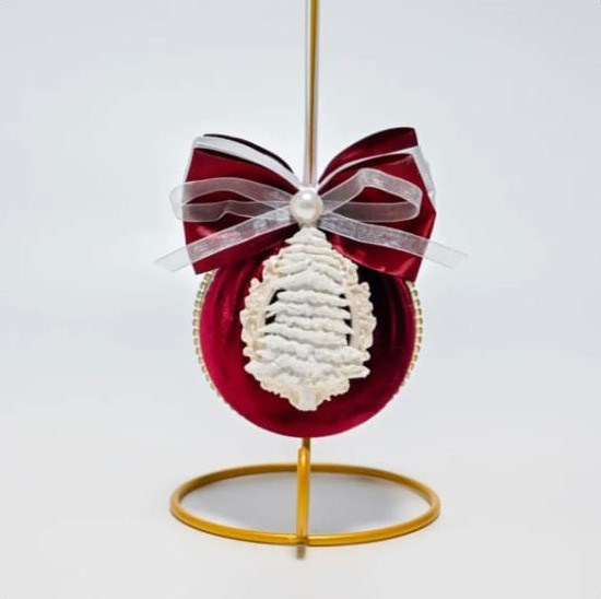 шар бархатный, красный цвет, 8см в диаметре