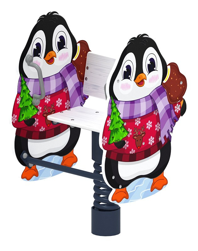 Пингвиненок - Качалка на пружине - ИО 22.01.02-01.И1 Габариты (ШхДхВ): 580х560х1020 Зона безопасности, мм: 2580х2560 Возрастные ограничения весом не более 70 кг
