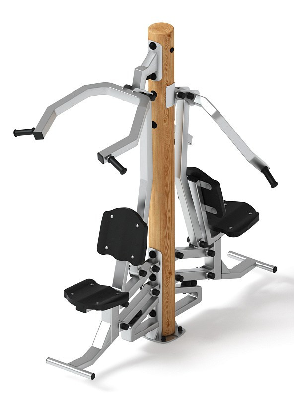 Тренажер тяга верхняя + жим от груди (лиственница) СТ 027-Л.И3 Габариты (ШхДхВ): 1870х910х2100 Зона безопасности, мм: 3340х2000 Оборудование предназначено для подростков в возрасте от 14 лет и взрослых, весом не более 100 кг.