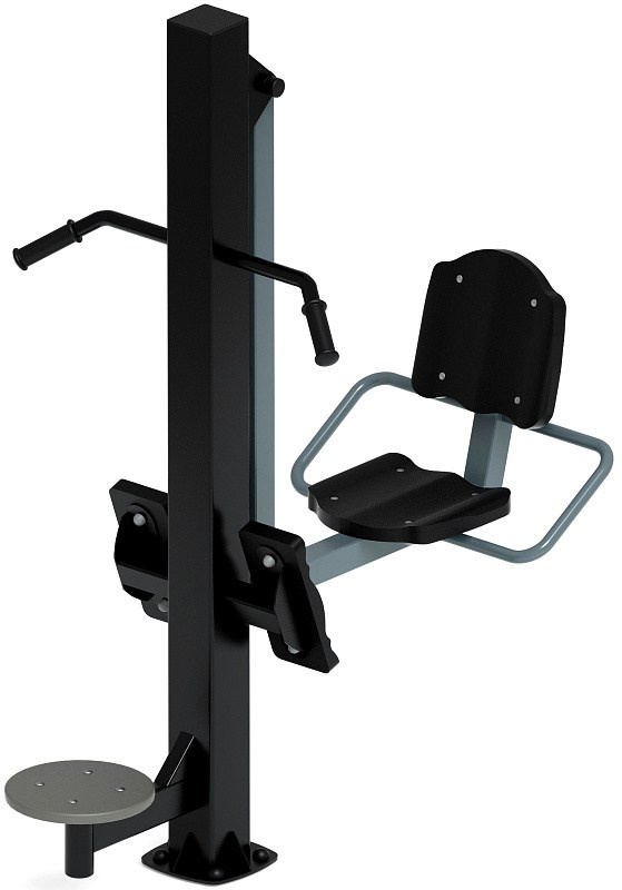 Жим ногами+Твистер (серый) - Уличный тренажер - СТ 022-13 Габариты (ШхДхВ): 1500х850х1800 Зона безопасности, мм: 2960х2000 Оборудование предназначено для подростков в возрасте от 14 лет и взрослых, весом не более 100 кг.