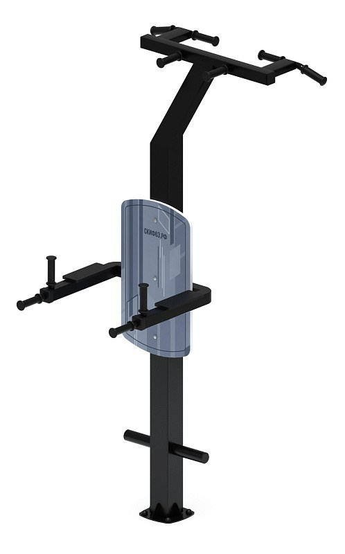 Турник три хвата+брусья (серый) - Уличный тренажер - СТ 012-13 Габариты (ШхДхВ): 1350х1100х2320 Зона безопасности, мм: 2650х2000 Оборудование предназначено для подростков в возрасте от 14 лет и взрослых, весом не более 100 кг.