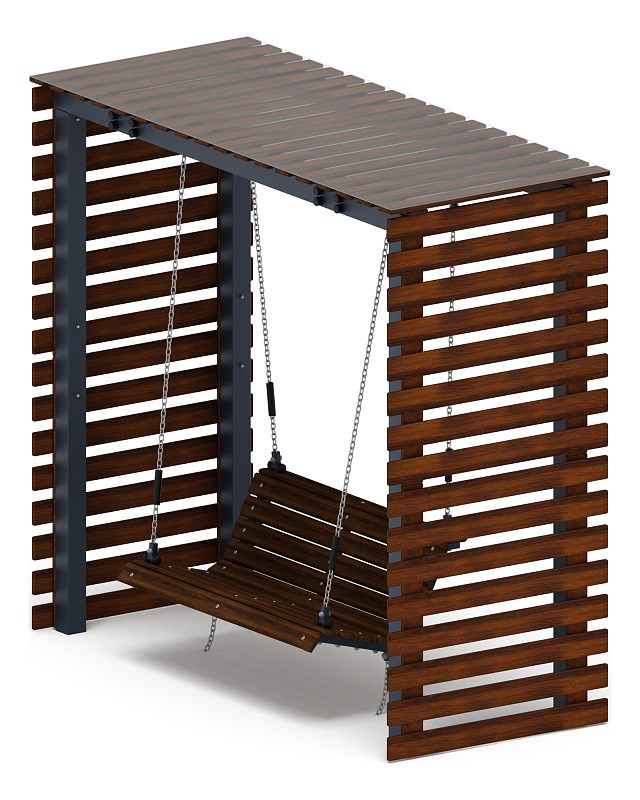 Пергола беседка с качелями - МФ 78.05.01-И1 /с поликарбонатом/ Габариты (ШхДхВ): 1200x2840x2635 мм Зона безопасности, мм: 8200х3830