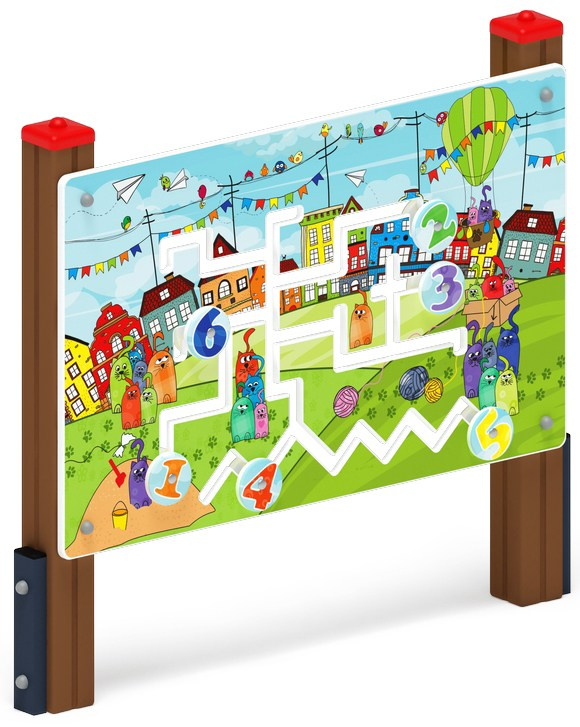 Коты - Игровая панель - МФ 22.01.01-09.И1 Габариты (ШхДхВ): 1230x140x1250 Зона безопасности, мм: 2230х3140