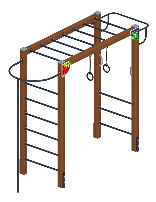 Спортивная серия (Граффити) СК 2.01.09-01 Габариты (ШхДхВ): 3270х1060х2530 Зона безопасности, мм: 6270х4060 Возрастные ограничения 5-12 лет