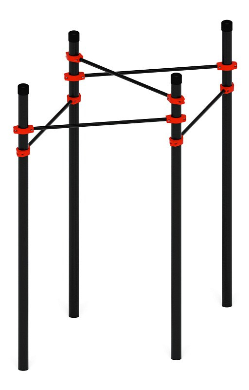Воркаут 108 красный ВТ 12.08-01 Габариты (ШхДхВ):2510х1520х2600 Зона безопасности, мм:5510х4520 Возрастные ограничения от 14 лет, весом не более 100 кг