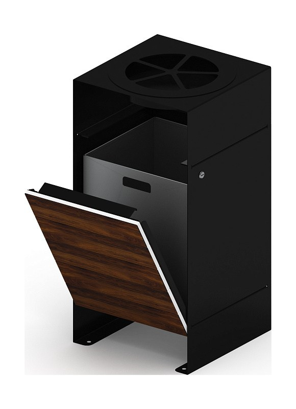 Урна парковая с пепельницей (черная) - МФ 50.02.02-01 (под анкера) Габариты (ШхДхВ): 410х410х825 мм 