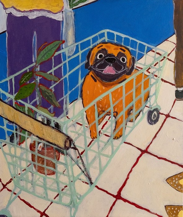 Собака-улыбака. Холст, акрил, 60х50, 2024.