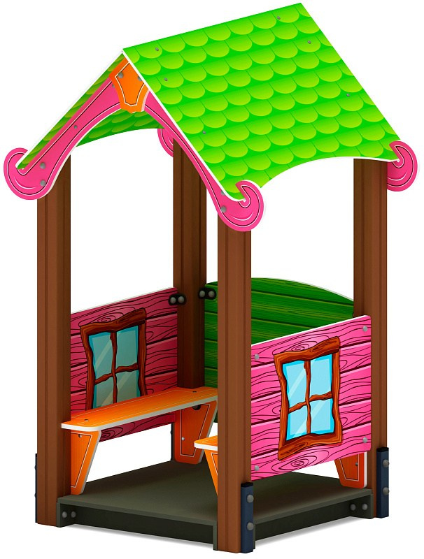 Домик малый 2 Лукоморье - МФ 10.25.02-01 Габариты (ШхДхВ): 1380х1180х2000 Зона безопасности, мм: 2300х2180