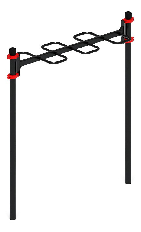 Воркаут 108. Рукоход (красный) ВТ 02.13-01 Габариты (ШхДхВ):660х2330х2600 Зона безопасности, мм:3660х5330 Возрастные ограничения от 14 лет, весом не более 100 кг