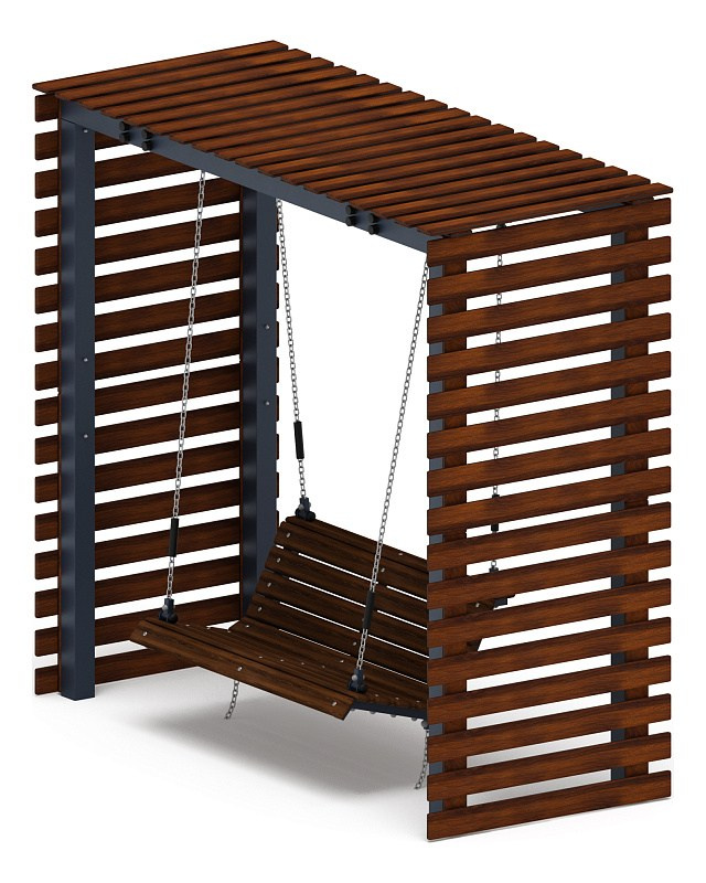 Пергола беседка с качелями - МФ 78.05.01-01.И1 /без поликарбоната/ Габариты (ШхДхВ): 1200x2840x2630 мм Зона безопасности, мм: 8200х3830