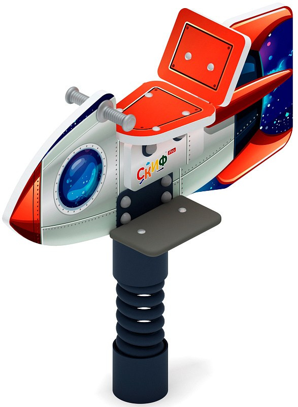 Ракета - Качалка на пружине - ИО 22.14.02-01.И1 Габариты (ШхДхВ): 980x330x920 Зона безопасности, мм: 2980х2330 Возрастные ограничения весом не более 70 кг