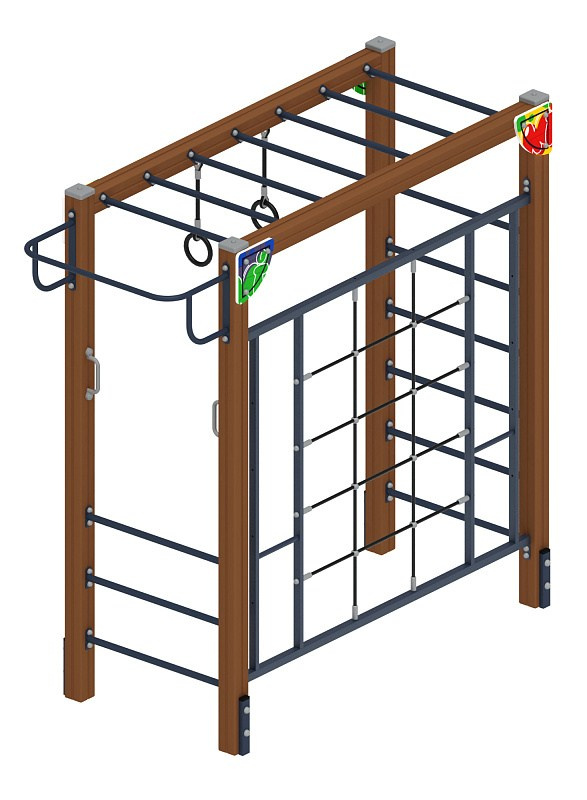 Спортивная серия (Граффити) СК 2.01.10-01 Габариты (ШхДхВ): 2600х1060х2500 Зона безопасности, мм: 5600х4060 Возрастные ограничения 5-12 лет