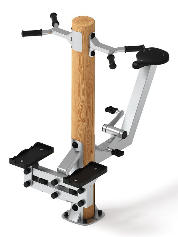 Тренажер степ+вело (лиственница) СТ 018-Л.И3 Габариты (ШхДхВ): 1330х800х1500 Зона безопасности, мм: 3000х2000 Оборудование предназначено для подростков в возрасте от 14 лет и взрослых, весом не более 100 кг.