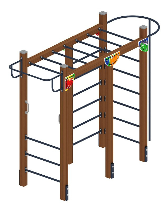 Спортивная серия (Граффити) СК 2.01.15-01 Габариты (ШхДхВ): 3270х1060х2500 Зона безопасности, мм: 6270х4060 Возрастные ограничения 5-12 лет