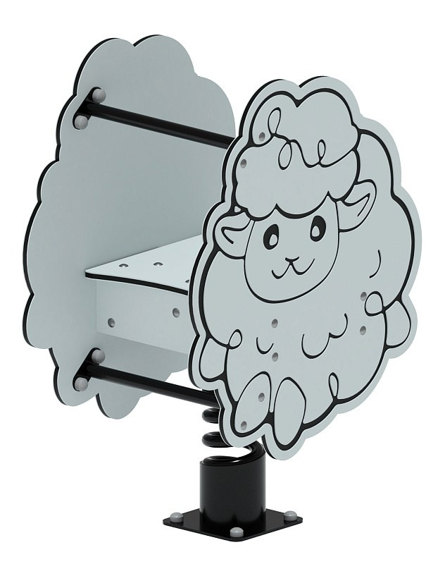 Качалка на пружине Барашек (серый) ИО 22.01.11-01 Габариты (ШхДхВ): 680х460х985 Зона безопасности, мм: 2680х2460 Возрастные ограничения от 4 до 8 лет, весом не более 70 кг