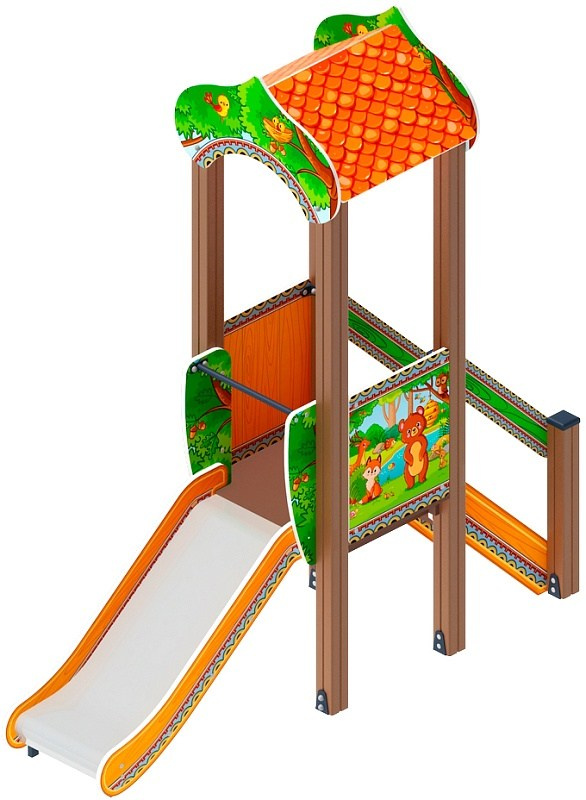 Полянка горка Н 750 ДИК 1.16.01-01                                                                                                                                                             Габариты (ШхДхВ): 2670х950х2920                                                                                                                                                                          Зона безопасности, мм: 6170х3950                                                                                                                                                                         Скат горки: H=750 (металлический скат)