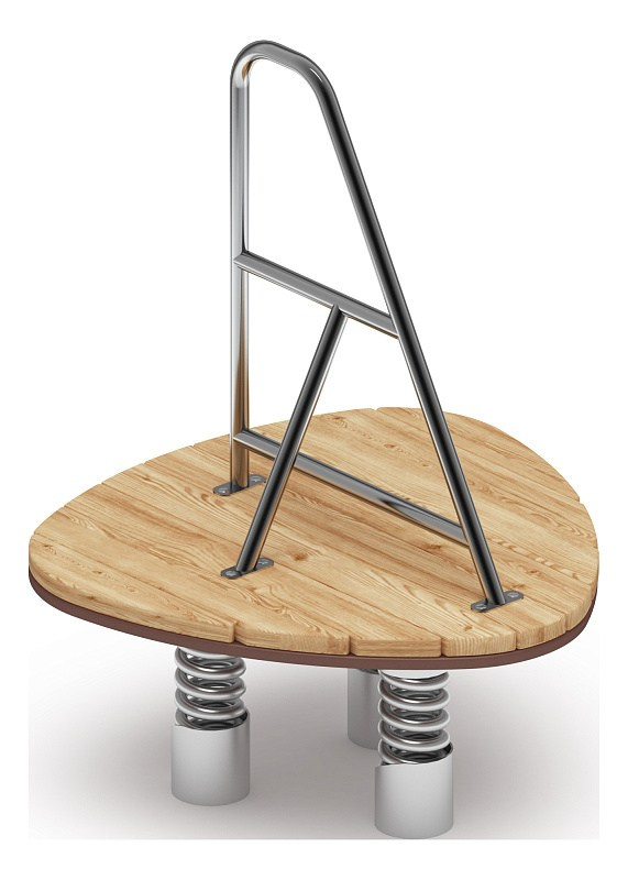 Качалка на пружине (Лиственница) ИО 23.24.02-И1 Габариты (ШхДхВ): 960х970х1330 Зона безопасности, мм: 2960х2970 Возрастные ограничения 4-8 лет