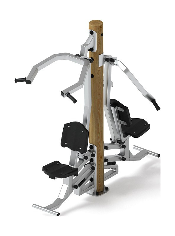 Тренажер тяга верхняя + жим от груди (лиственница орех) СТ 027-Л.И3.02 Габариты (ШхДхВ): 1870х910х2100 Зона безопасности, мм: 3340х2000 Оборудование предназначено для подростков в возрасте от 14 лет и взрослых, весом не более 100 кг.