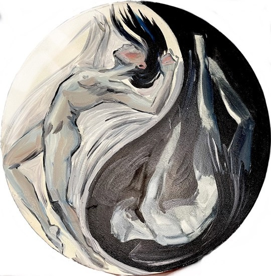 дуальность, черное и белое. мужское и женское живопись , инь янь 