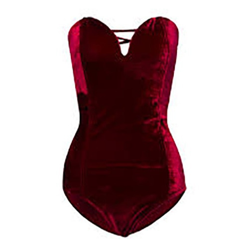 Боди красное бархатное на шнуровке