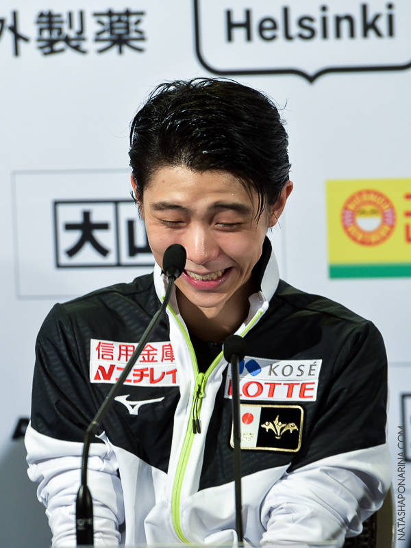 Yuzuru Hanyu. ISU GP in Helsinki / Press-conference 04/11/2018