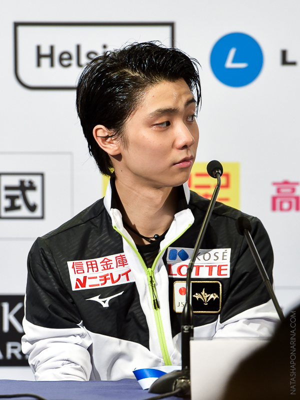 Yuzuru Hanyu. ISU GP in Helsinki / Press-conference 04/11/2018