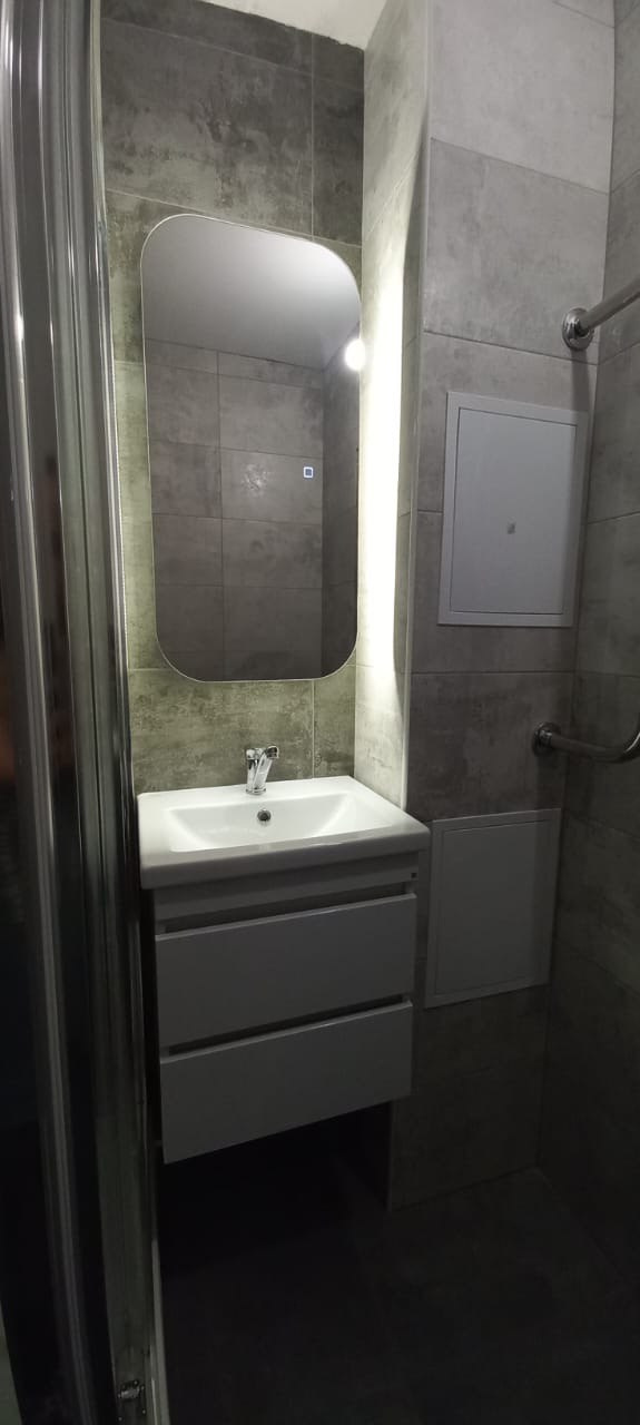 Ванная комната (ул. Наиля Юсупова д. 9). Ремонт санузла, туалета, ванной под ключ в Казани. Укладка плитки