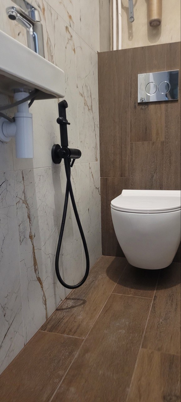 Ванная комната (ул. Фучика д. 78). Ремонт санузла, туалета, ванной под ключ в Казани. Укладка плитки