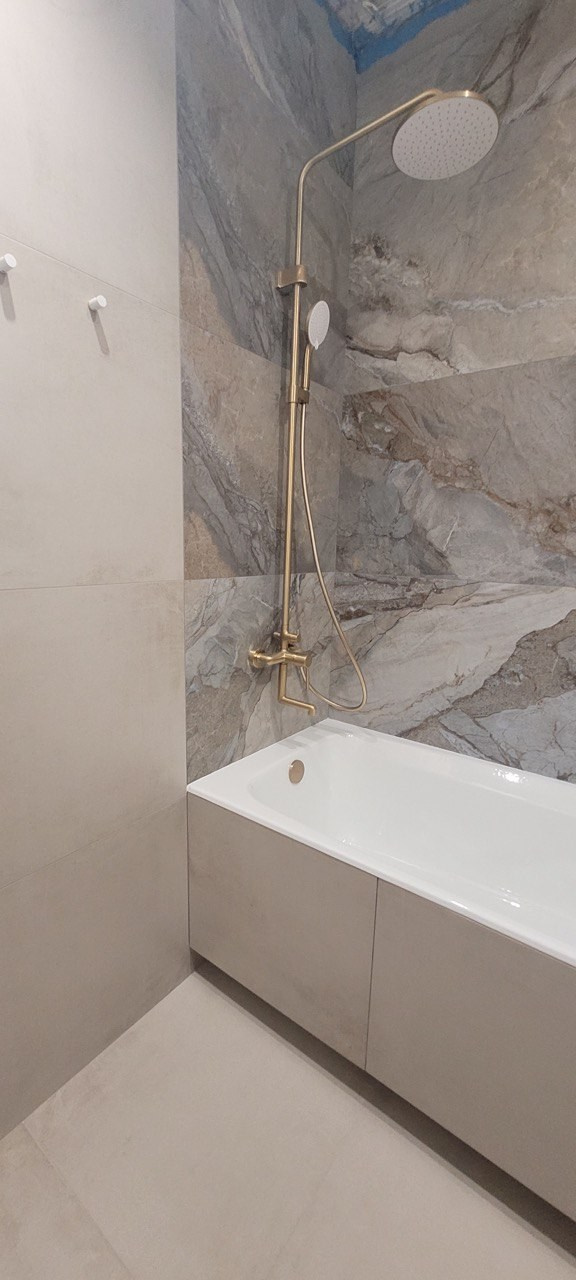 Ванная комната (ул. Фучика д. 78). Ремонт санузла, туалета, ванной под ключ в Казани. Укладка плитки