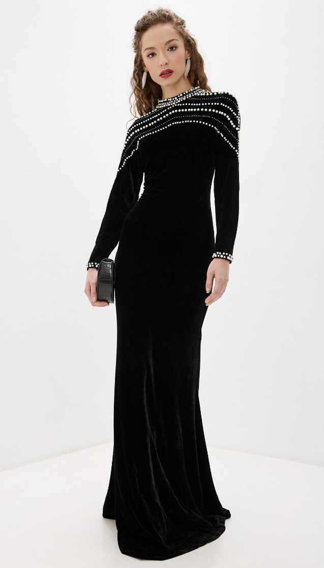 №6874 Платье из бархата с жемчугом. Очень красиво расшито. Размер 40-44( на 46 лучше с примеркой). Подходит беременным девушкам. 1500 руб