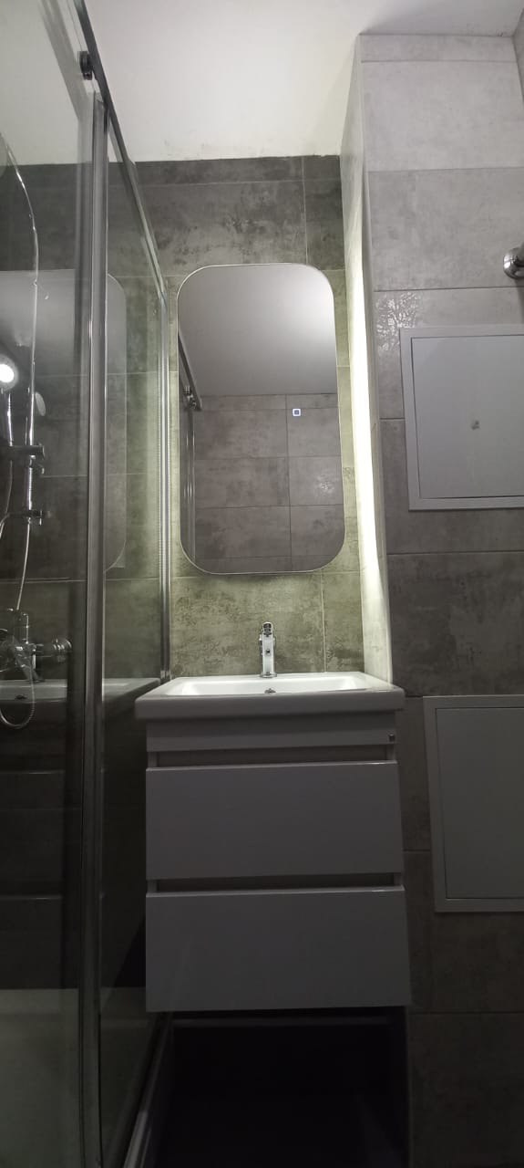 Ванная комната (ул. Наиля Юсупова д. 9). Ремонт санузла, туалета, ванной под ключ в Казани. Укладка плитки