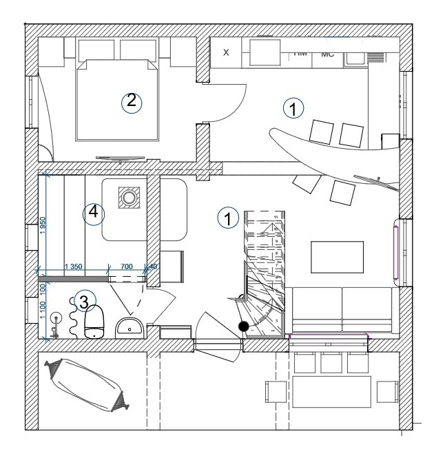 Баня-гостевой домик в морском стиле 56 м.кв. Студия Дизайна интерьера Tsvetdesign. Дизайнер в Санкт-Петербурге