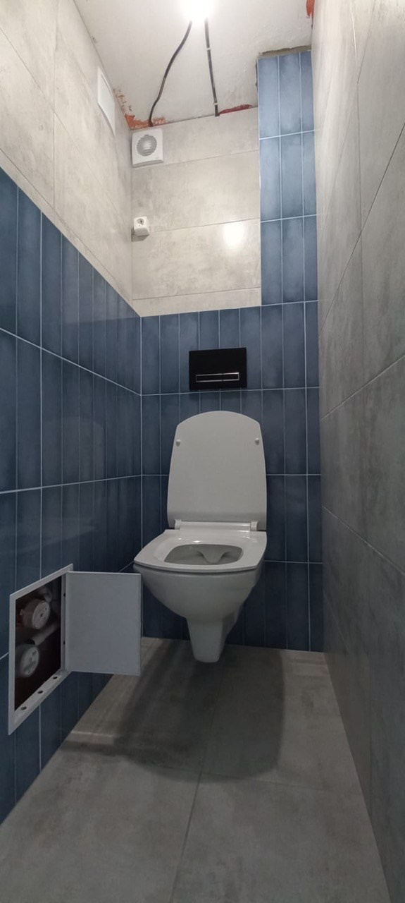 Ванная комната (ул. Четаева д. 46). Ремонт санузла, туалета, ванной под ключ в Казани. Укладка плитки