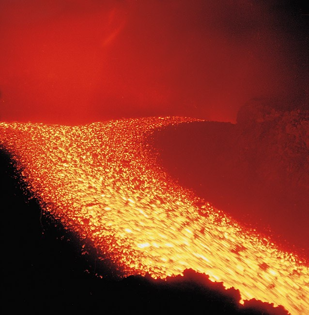 Поток лавы. В-н Ключевской, 1966г.