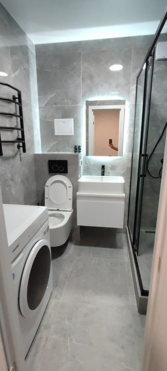 Ванная комната (д. Царево ул. П. Гаврилова д. 2). Ремонт санузла, туалета, ванной под ключ в Казани. Укладка плитки