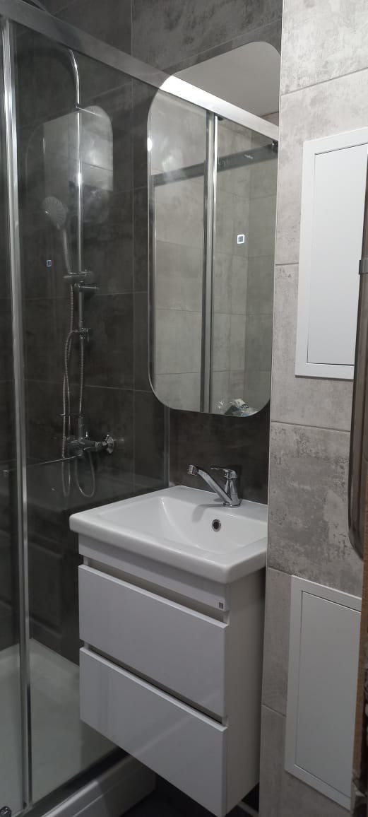 Ванная комната (ул. Наиля Юсупова д. 9). Ремонт санузла, туалета, ванной под ключ в Казани. Укладка плитки