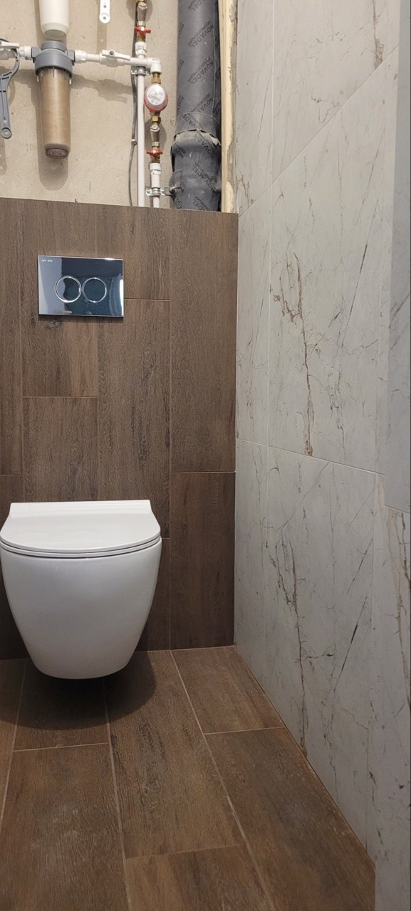 Ванная комната (ул. Фучика д. 78). Ремонт санузла, туалета, ванной под ключ в Казани. Укладка плитки