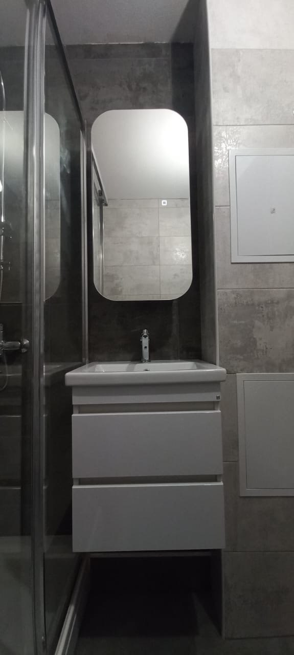 Ванная комната (ул. Наиля Юсупова д. 9). Ремонт санузла, туалета, ванной под ключ в Казани. Укладка плитки