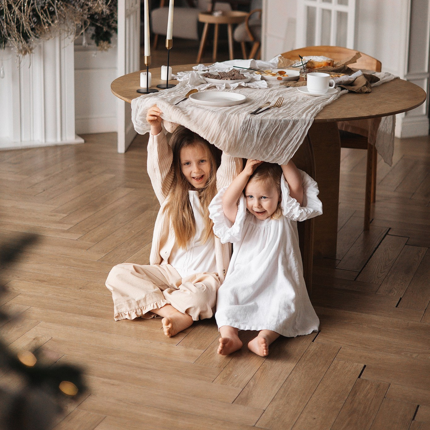 066 Платье с пышными рукавами. Эко-одежда для детей