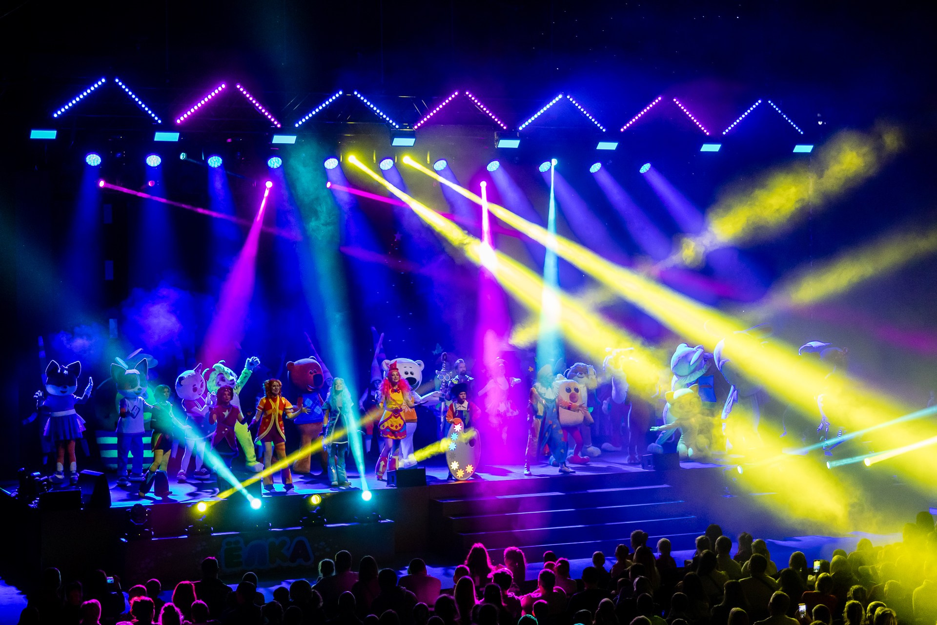 Выступление артистов на сцене во время концерта