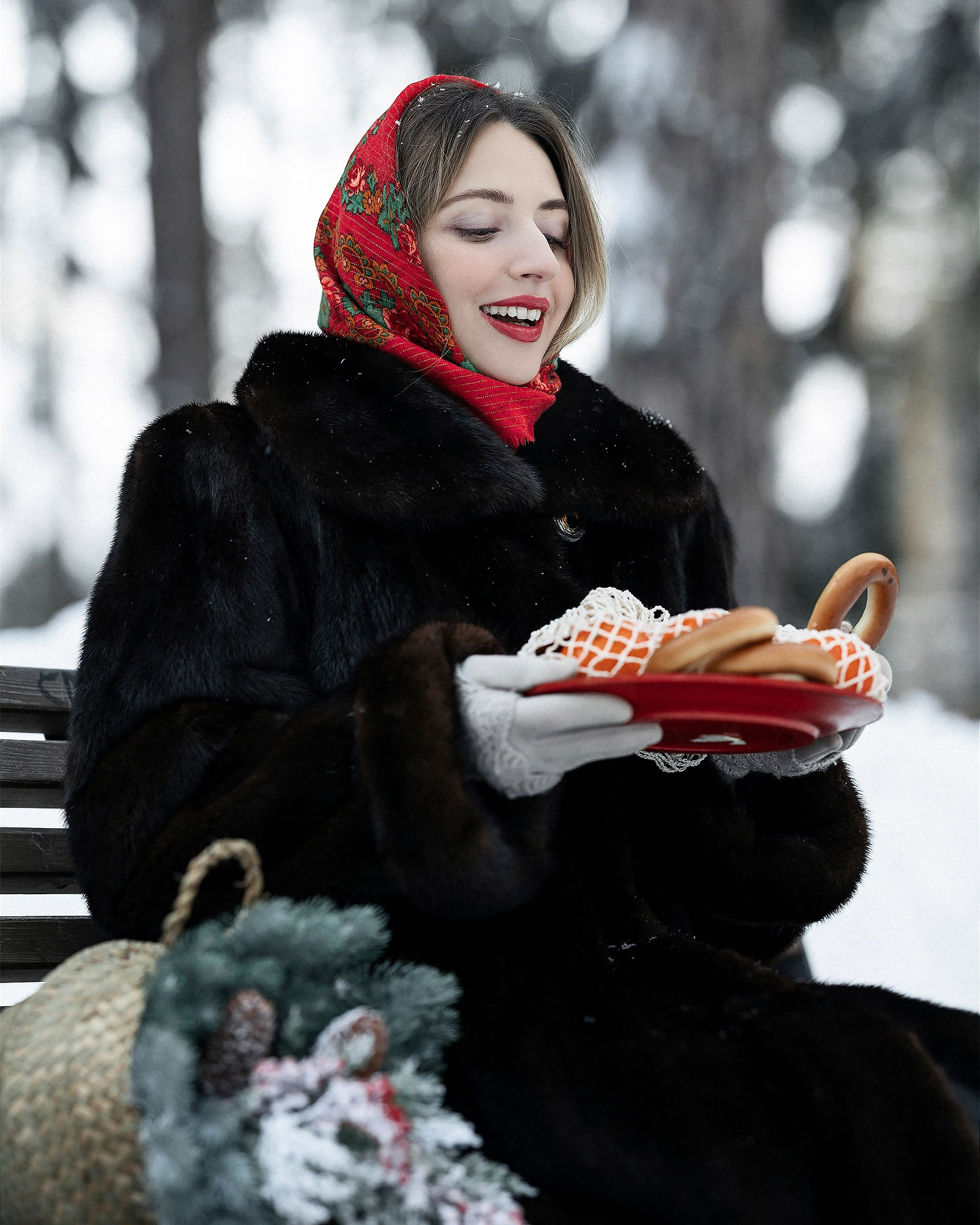 Зимняя сказка для русской красавицы. Женский и семейный фотограф в Москве Виктория