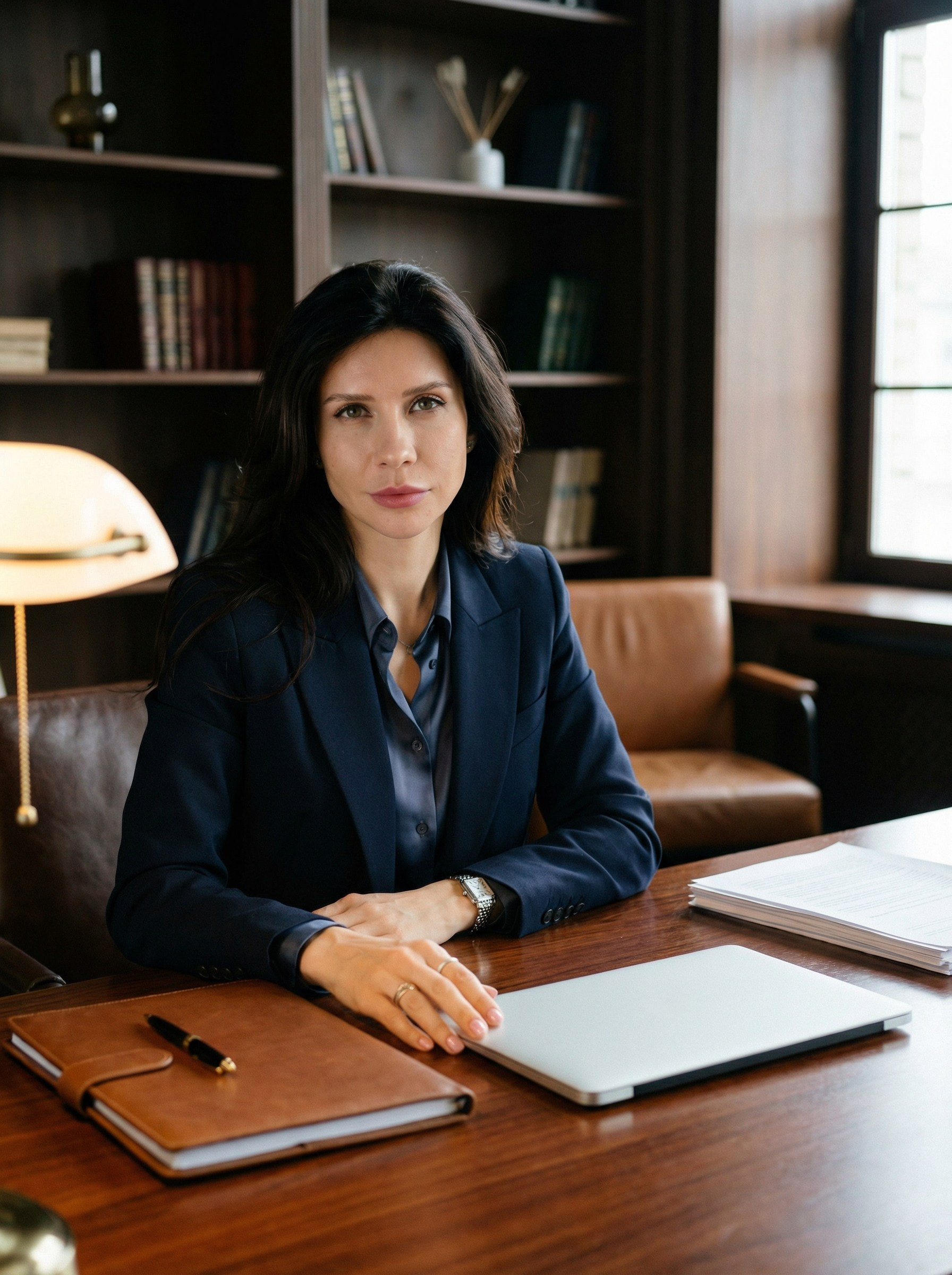 Деловой ИИ портрет для адвоката в рабочем кабинете 